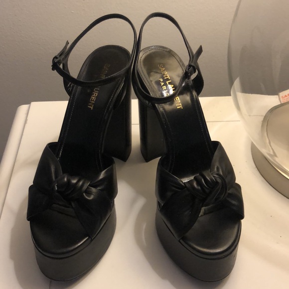 SAINT LAURENT black platform sandals size 37 Only used once!!With original box!! - Picture 3 of 5